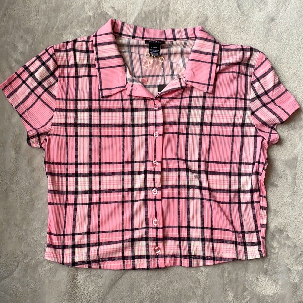 Pink plaid crop top